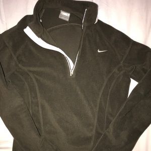 Olive Green NIKE Women Small Zip-Up Fleece Jacket